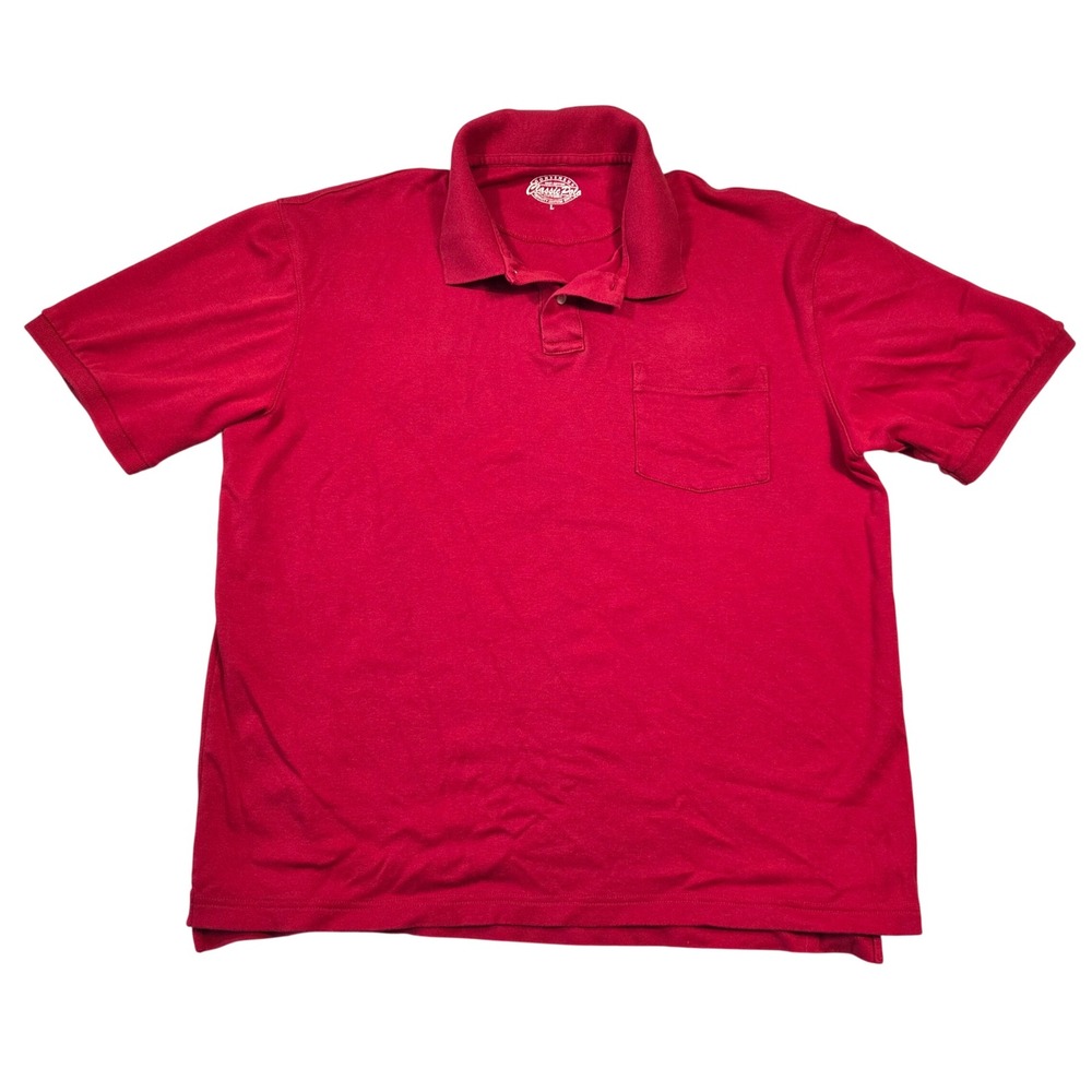 Consensus Classic Polo Mens Large Red Short Sleeve Cotton Pocket Shirt L Skater